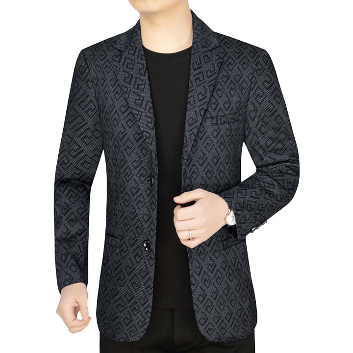 Herren Jacquard-Sakko mit geometrischer Struktur und teilgefüttertem Innenfutter Drune