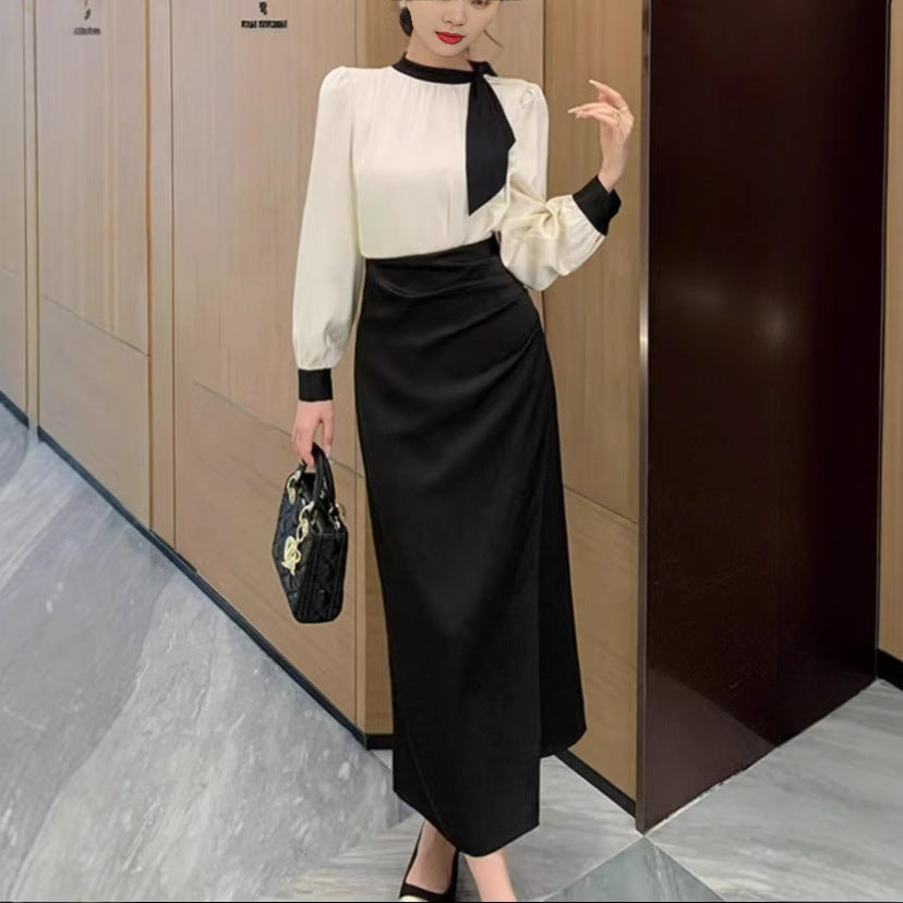 Damen elegantes Wickelkleid mit Rüschen und Knotendetail Drune