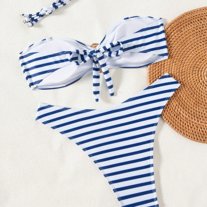 Damen Bandeau-Bikini mit dekorativem Verschluss Drune