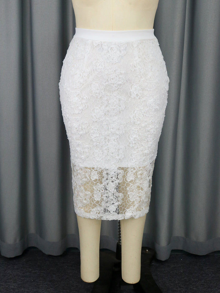 Damen Eleganter Spitzenrock mit floralen Akzenten Drune
