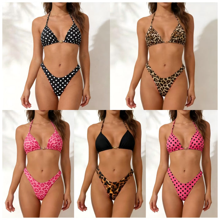 Damen Modischer Triangel-Bikini mit verspieltem Schmuckelement Drune