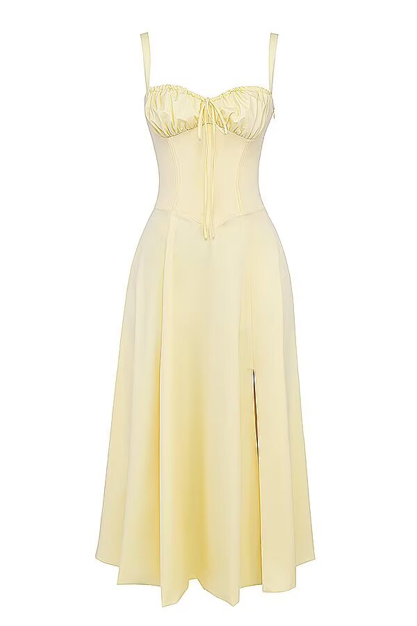 Damen Maxikleid mit gerafftem Oberteil Drune