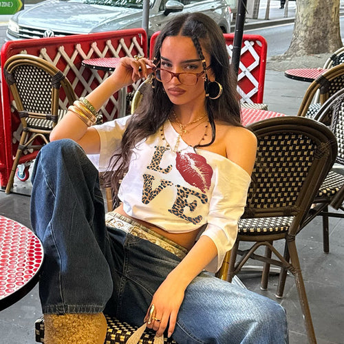 Damen T-Shirt mit tierischem Muster und auffälligem Druck Drune