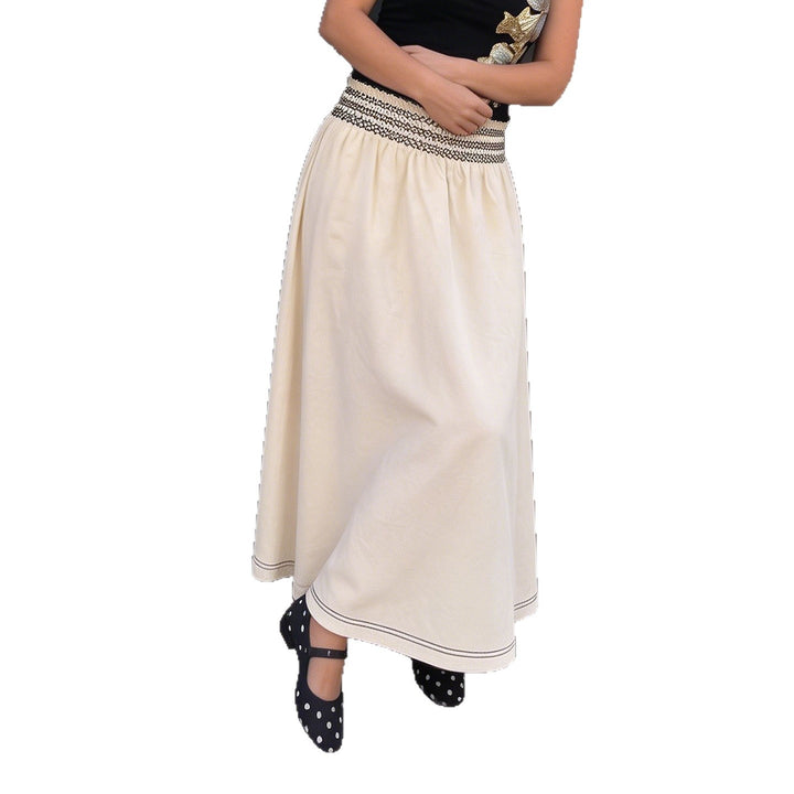 Damen Midirock mit Smokbund hoher Taille und ausgestellter A‑Linie Drune