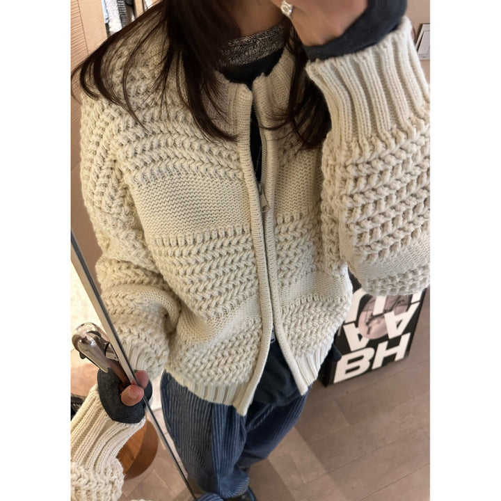 Damen komfortable Strickjacke mit strukturiertem Design Drune