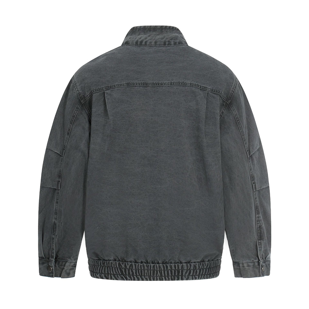 Herren Kurz geschnittener Field‑Bomber im Vintage‑Canvas mit Stehkragen und großen Pattentaschen Drune