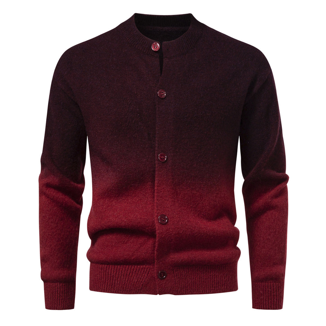 Herren Feiner Button-Cardigan mit Ombre-Farbverlauf und Stehkragen Drune