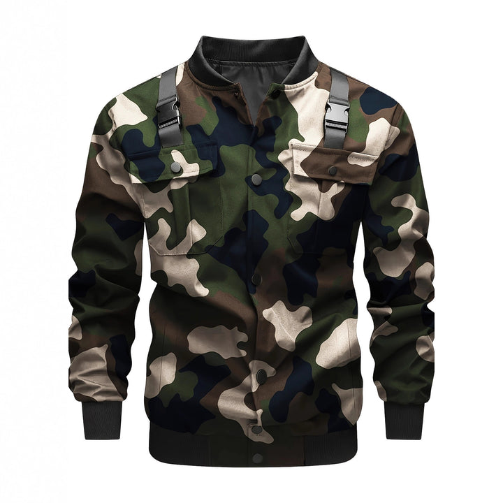 Herren Utility-Bomberjacke mit Brustklappentaschen, Schultergurten und Rippbündchen Drune