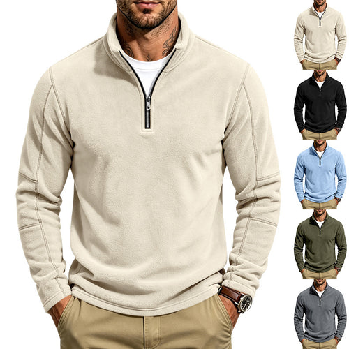 Herren Fleece-Pullover mit kurzem Reißverschluss und Stehkragen Drune