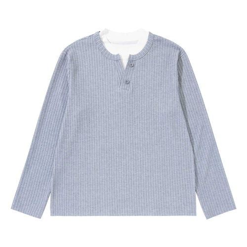 Unisex Feinstrukturierter Rippsweater mit Henley-Ausschnitt Drune