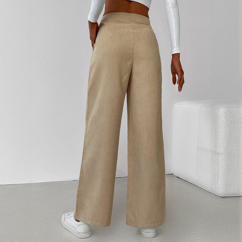 Damen lässiges Cropped Langarmshirt und weite Culotte-Hose Drune