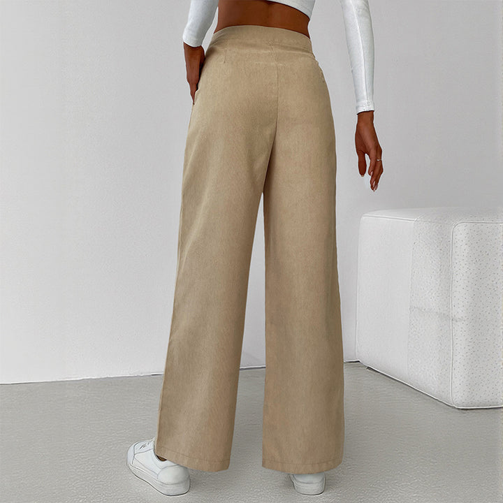 Damen lässiges Cropped Langarmshirt und weite Culotte-Hose Drune