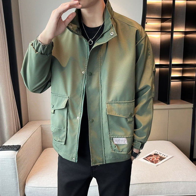 Unisex modische Utility-Jacke mit hohem Kragen Drune