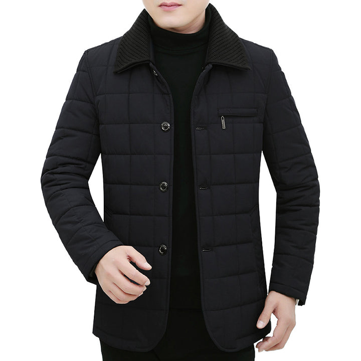 Herren Steppjacke mit Boxsteppung, Cordkragen und Brust-Reißverschlusstasche Drune