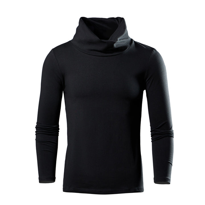 Herren Figurbetontes Longsleeve mit drapiertem Schlauchkragen und elastischem Baumwollmix Drune