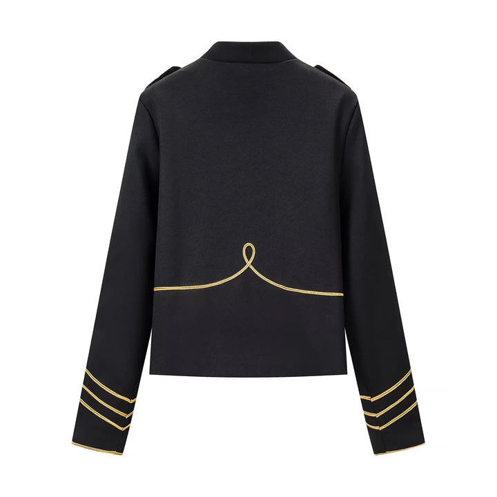 Damen nan kurz geschnittene Paradejacke mit goldverzierten Galons, Epauletten und Stehkragen Drune
