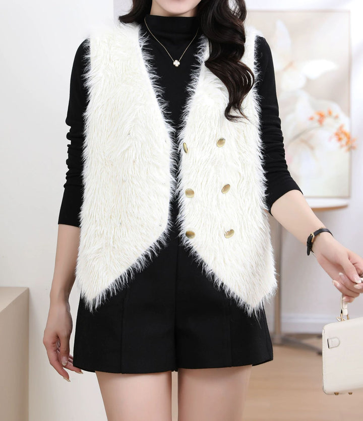 Damen Flauschige Strickweste Drune