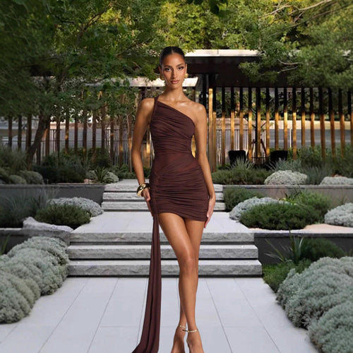 Damen Figurbetontes Wickelkleid mit asymmetrischem Saum und raffinierten Drapierungen Drune