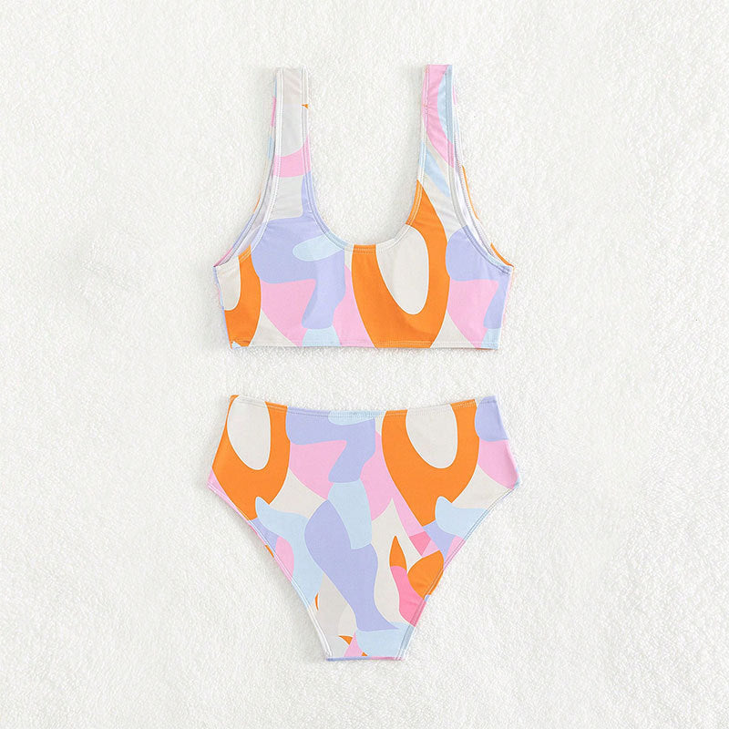 Damen Hoch geschnittenes Bikini-Set mit modischem V-Ausschnitt Drune