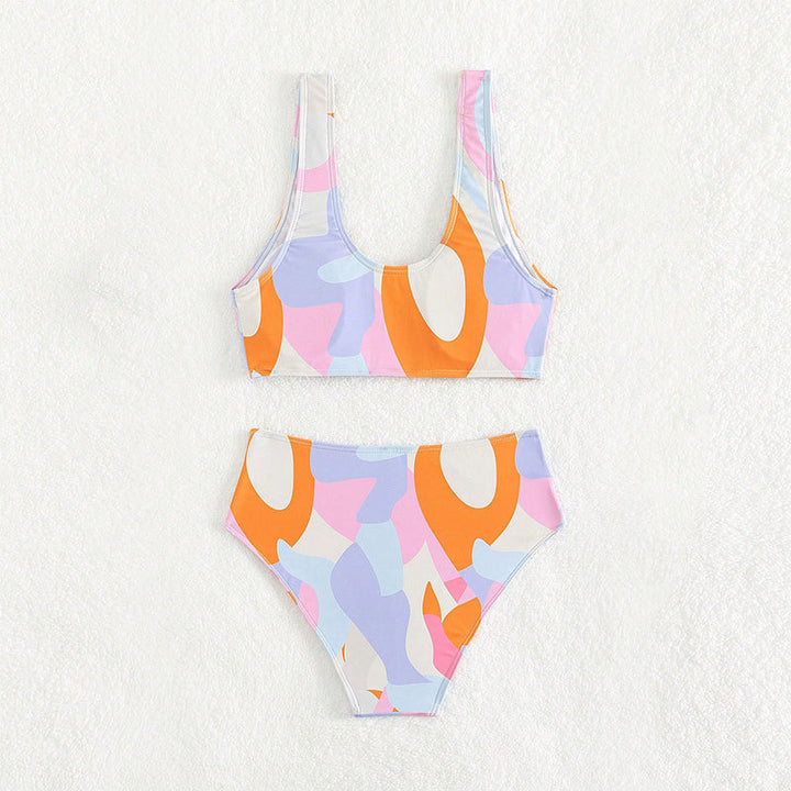 Damen Hoch geschnittenes Bikini-Set mit modischem V-Ausschnitt Drune