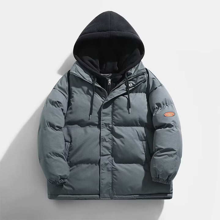 Herren Gepolsterte Winter-Steppjacke mit zweilagiger Kapuze und elastischen Bündchen Drune