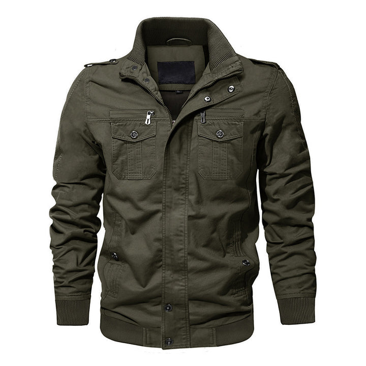 Herren nan leichter Urban-Fieldbomber aus gewaschenem Canvas mit Reißverschluss-Brusttaschen und elastischem Bund Drune