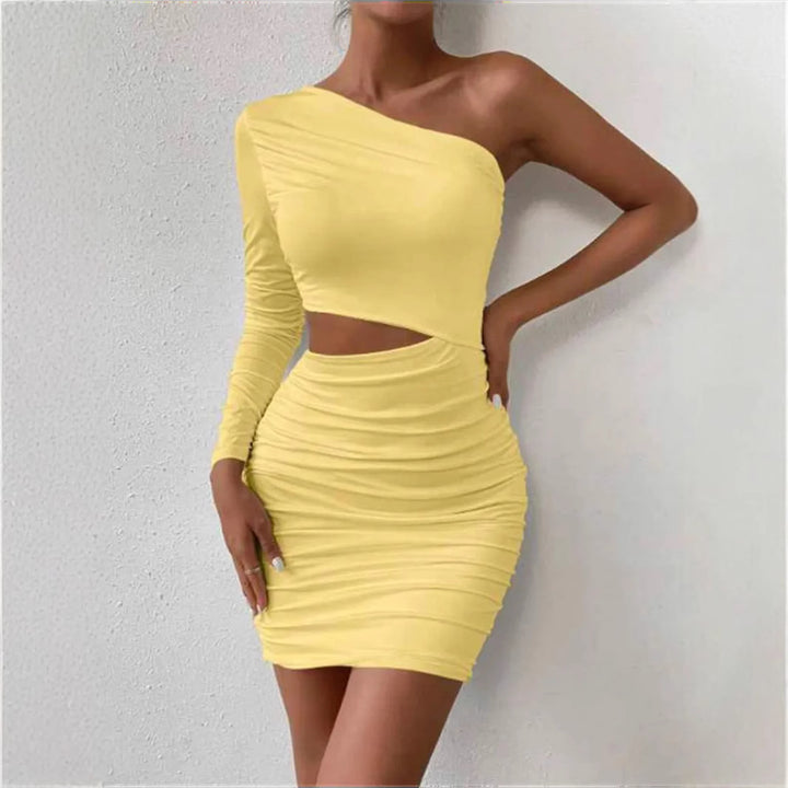 Damen figurbetontes Wickelkleid mit asymmetrischem Design und raffinierten Rüschendetails Drune