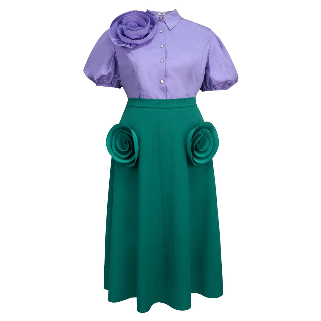 Damen Elegantes Kleid mit voluminösen Rüschendetails Drune