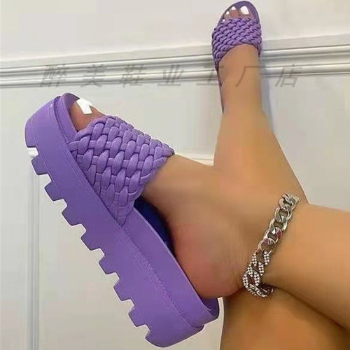 Damen bequeme Platform-Sandalen mit geflochtenem Obermaterial und ergonomischem Fußbett Drune