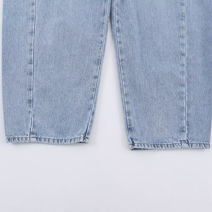 Damen Hochtaillierte weite Jeans mit geradem Bein und Cropped-Länge Drune