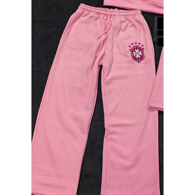 Damen nan weite Jogginghose mit elastischem Bund, Tunnelzug und gesticktem Emblem Drune
