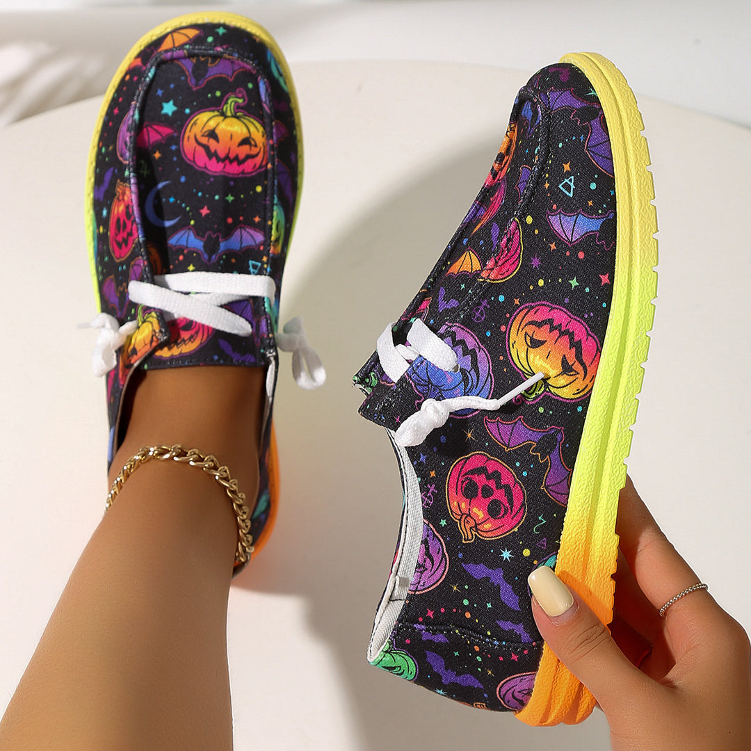Damen Freizeit-Sneaker mit fröhlichem Halloween-Motiv und rutschfester Sohle Drune