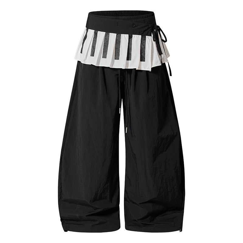 Damen Weite Culotte-Hose mit Volantbund, Tunnelzug und Ballonbein Drune
