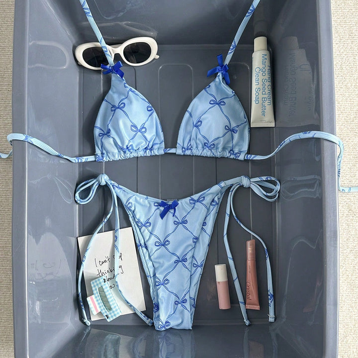 Damen Triangel-Bikini mit zarten Schleifendetails Drune
