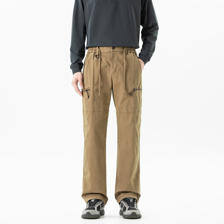 Herren Komfort-Canvas-Cargo-Hose mit elastischem Tunnelzugbund, Kniepaneelen und Multifachtaschen Drune