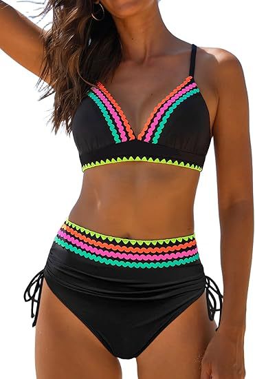 Damen Hochgeschnittener Bikini mit verspielten Zierdetails Drune