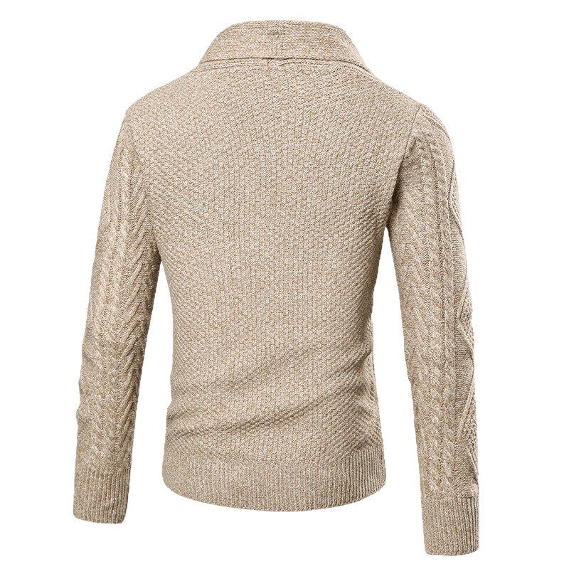 Herren nan grobgestrickte Strickjacke mit Schalkragen und Zopfmuster Drune