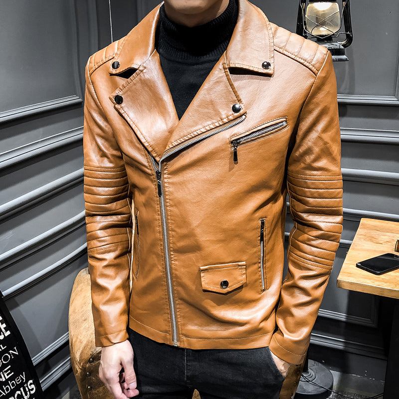 Herren Stilvolle Kunstleder-Bikerjacke Drune