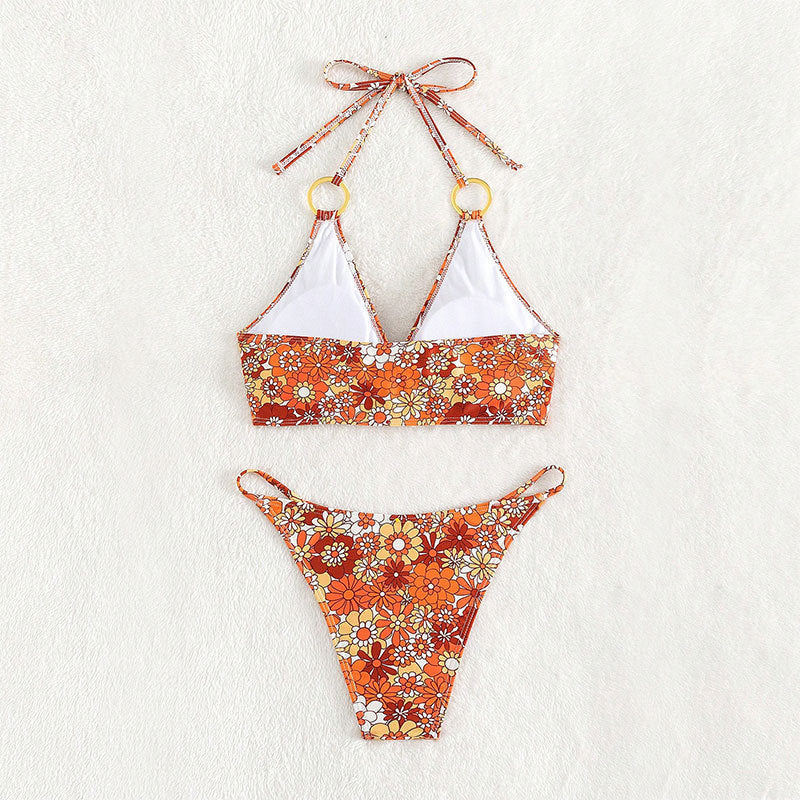 Damen Triangel-Bikini mit Schmuckdetails und verstellbaren Trägern Drune