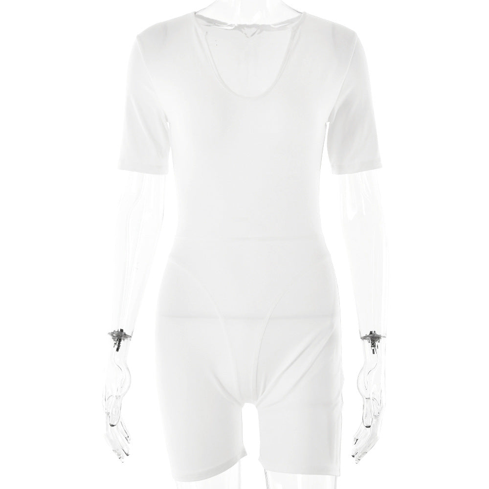 Damen Sportlicher Kurzarm-Bodysuit mit hochwertigem Baumwollmaterial und figurformendem Design Drune