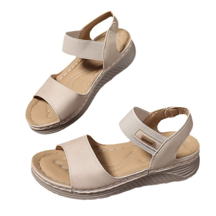 Damen Komfort-Sandalen mit elastischem Fersenriemen, gepolstertem Fußbett und leichter Keilsohle Drune