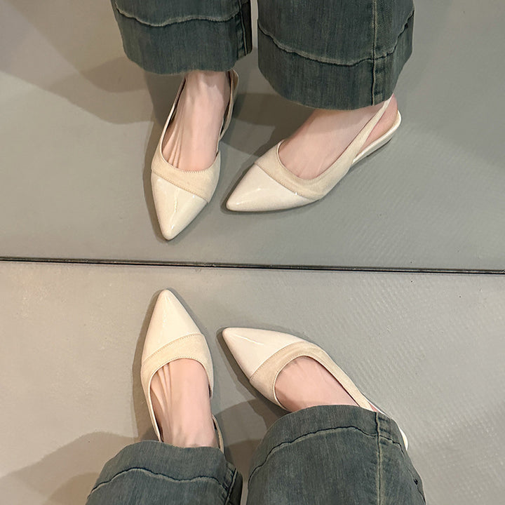 Damen Slingback-Flats mit spitz zulaufender Zehenpartie aus weichem Wildleder und glänzender Oberfläche Drune