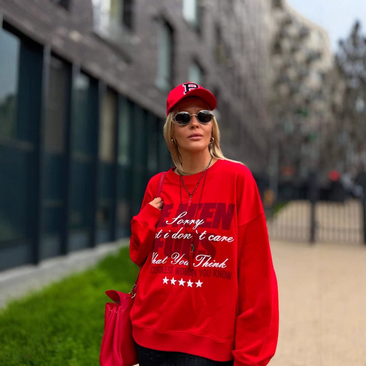 Damen Sportliches Sweatshirt mit auffälligem Schriftzug und lässigem Schnitt Drune