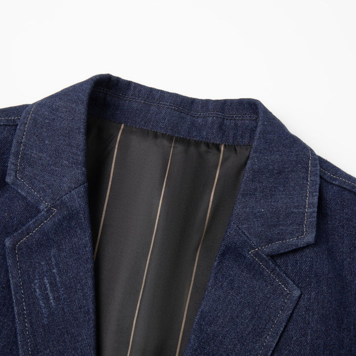 Herren Casual Denim-Blazer mit aufgesetzten Taschen und leichtem Stretch Drune