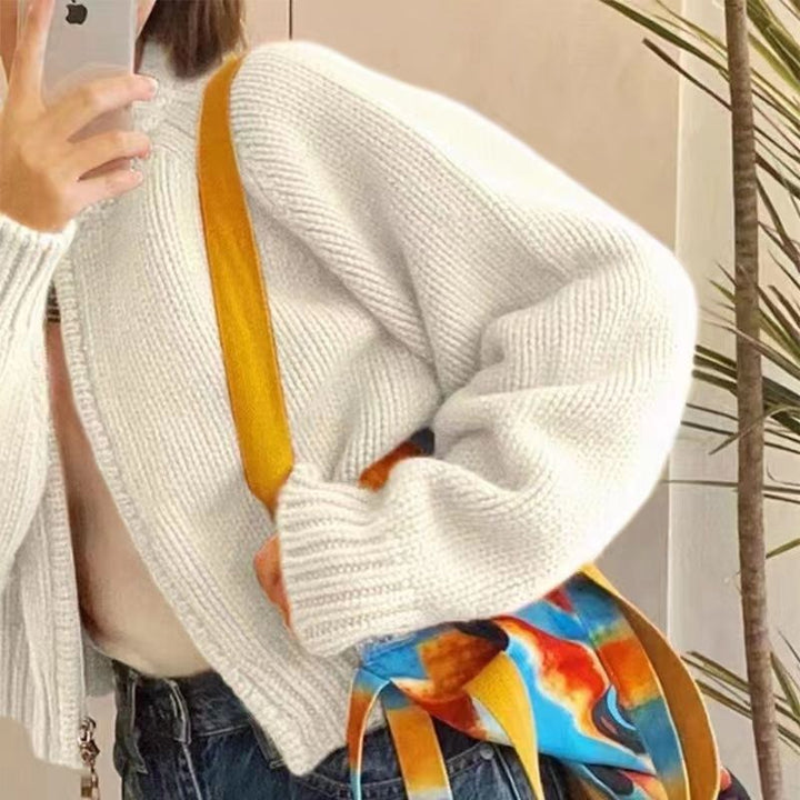 Damen Kuschelige Strickjacke mit Rundhalsausschnitt Drune