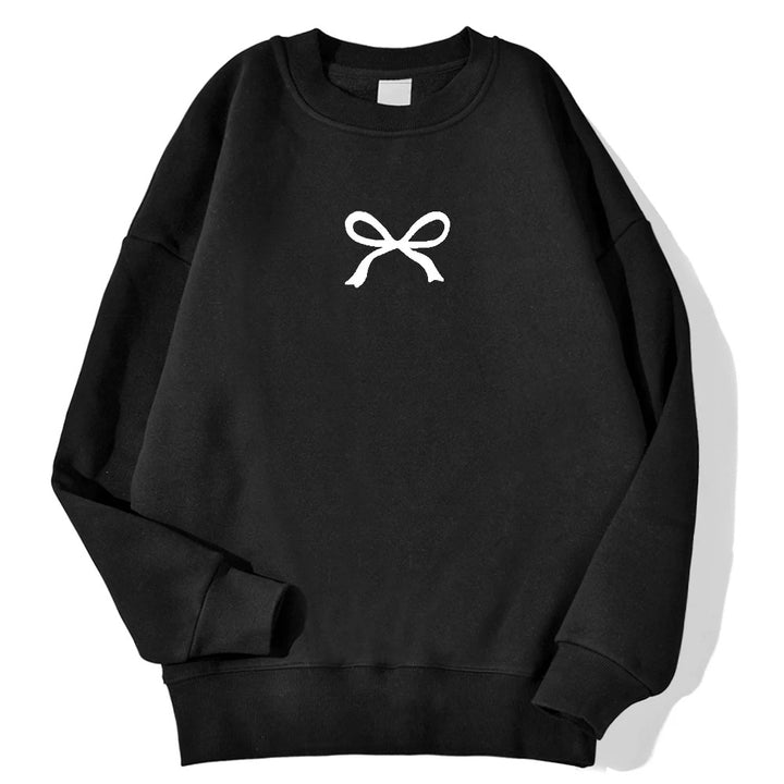 Damen gemütlicher Sweatshirt mit modischem Schleifenmotiv Drune