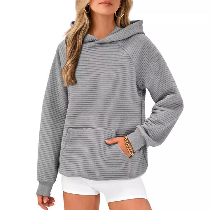 Damen modischer Kapuzenpullover mit strukturiertem Oberflächenmuster Drune