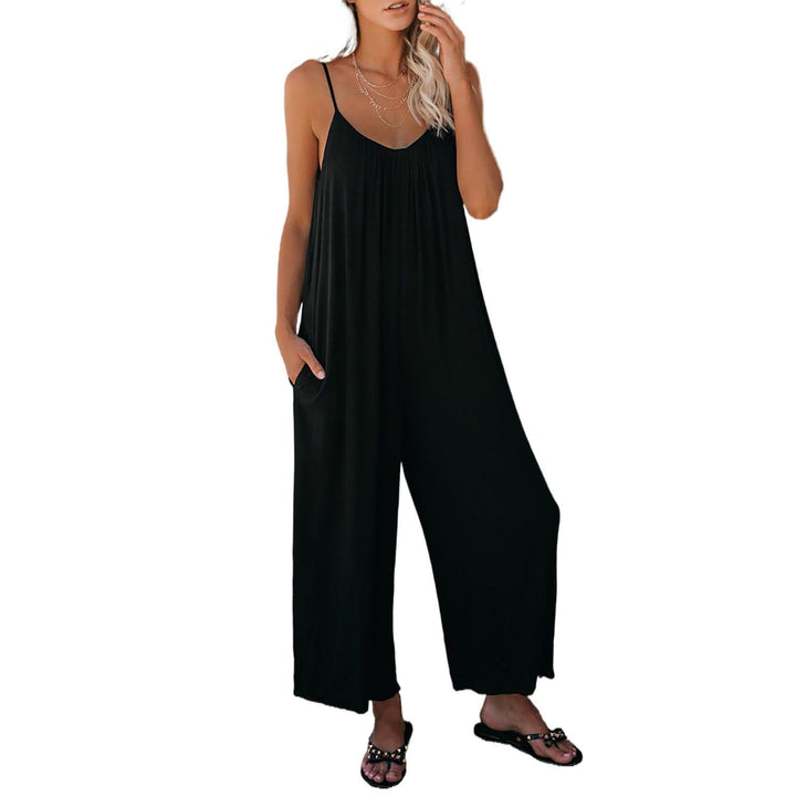 Damen Lässiger Sommer-Jumpsuit mit tiefem Ausschnitt und praktischen Taschen Drune