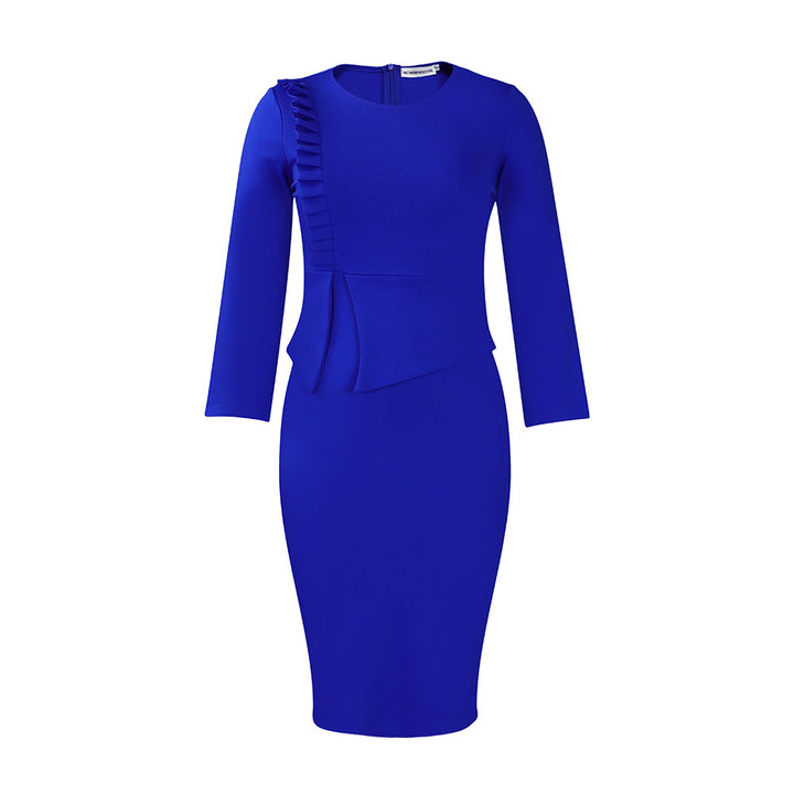 Damen figurbetontes Kleid mit Rüschendetails und elegantem Tailleneinsatz Drune