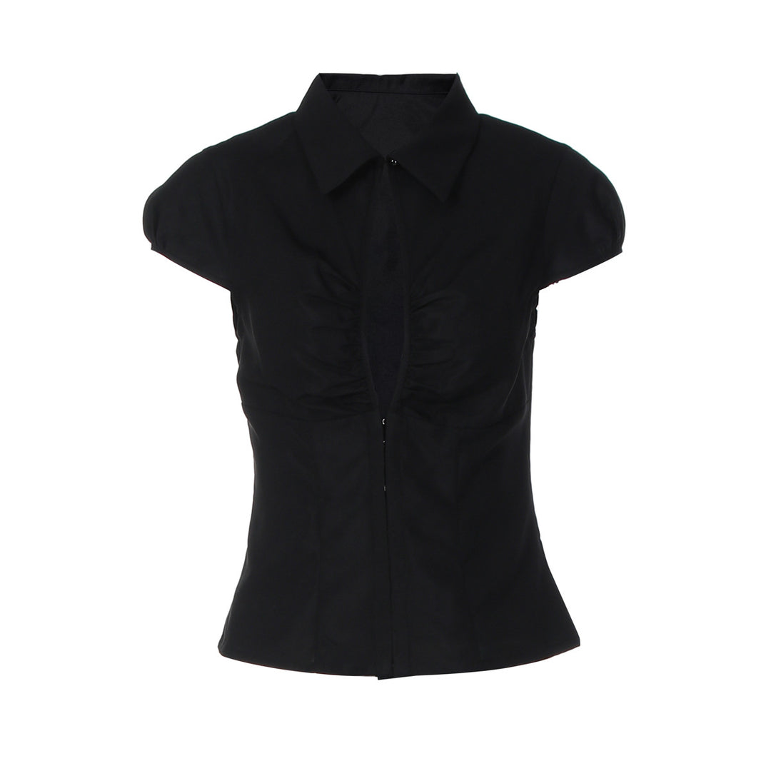 Damen Elegantes tailliertes Blusenshirt mit einem Reißverschluss Drune